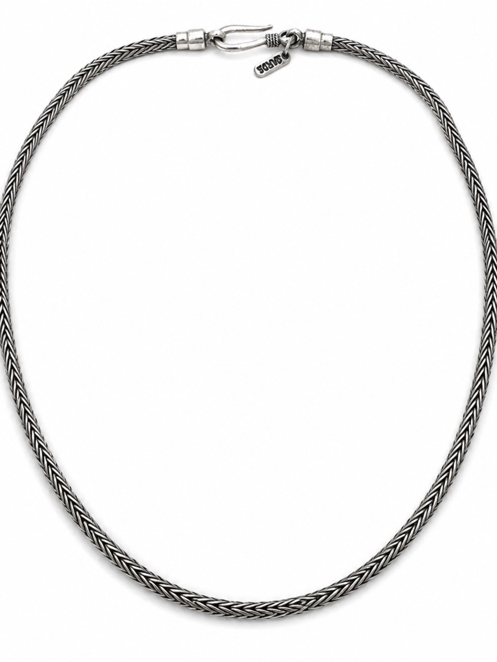 Braided Men’s Chain Necklace in Silver